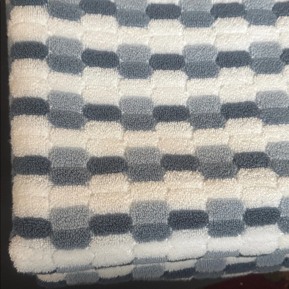 4pc CARO HOME 100% Cotton Mosaic Bath Towel Set - Denim